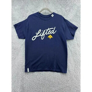 Lifted Research Group Men's Large‎ T-Shirt Logo on Front Blue Short Sleeves